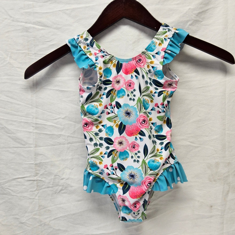 Millie Loves Lily Swimsuit Girls 5 Multicolor Floral Ruffle One Piece Bathing